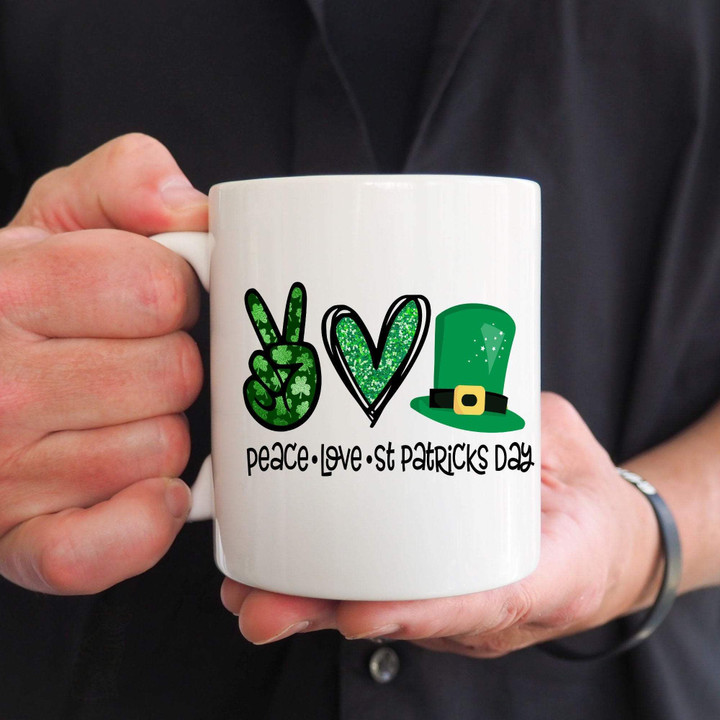 Peace Love Shamrock St Patrick's Day Printed Mug