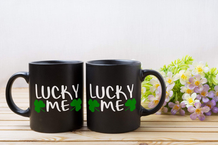 Lucky Me White Letter Shamrocks St. Patrick's Day Printed Mug