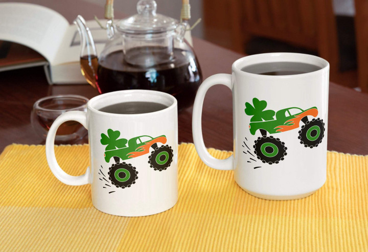 St. Patrick's Day Funny Truck Cup Shamrocks Printed Mug