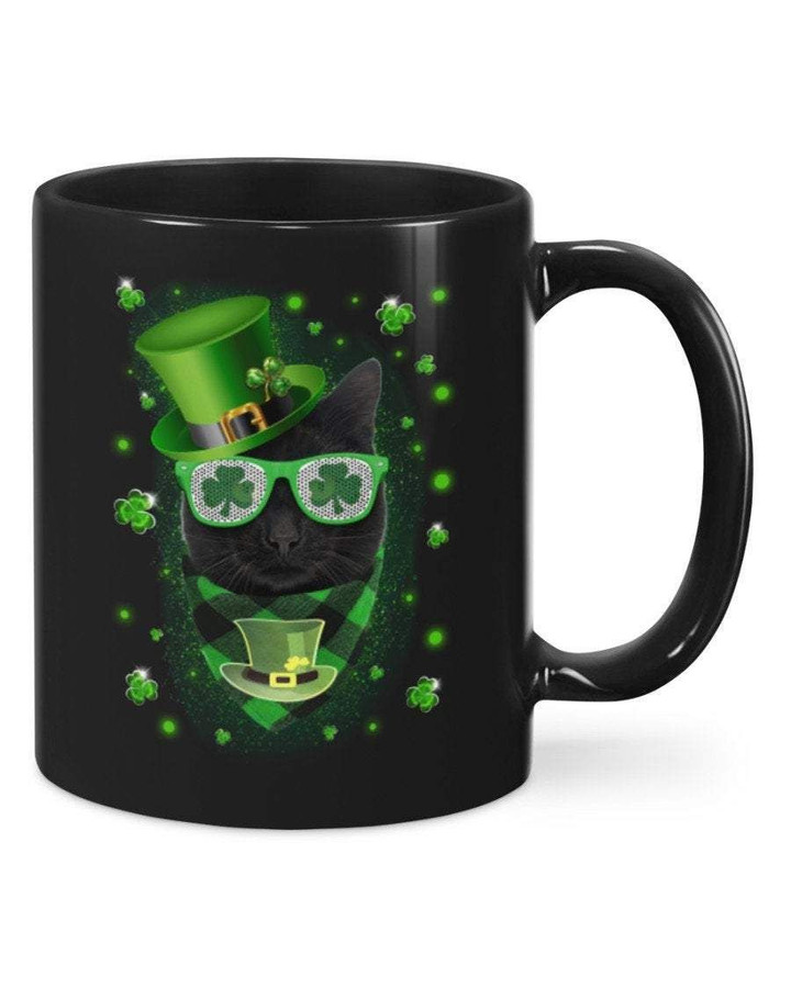 Black Cat With Lucky Hat Shamrock St Patrick's Day Printed Mug