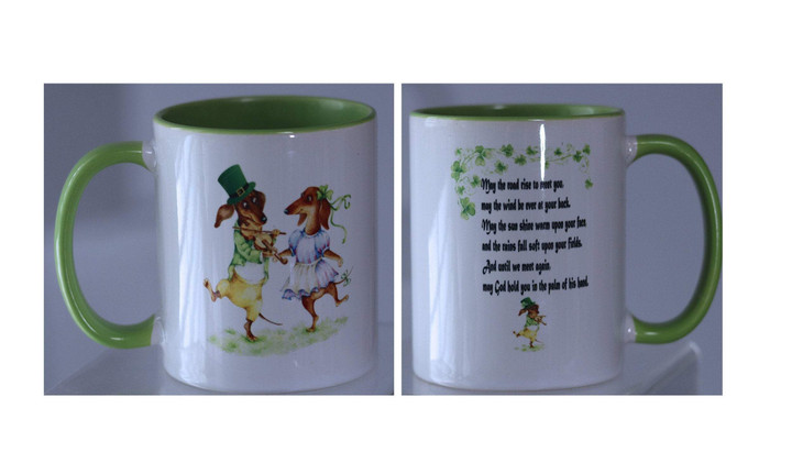 Irish Blessing Dachshunds Shamrock St Patrick's Day Printed Accent Mug
