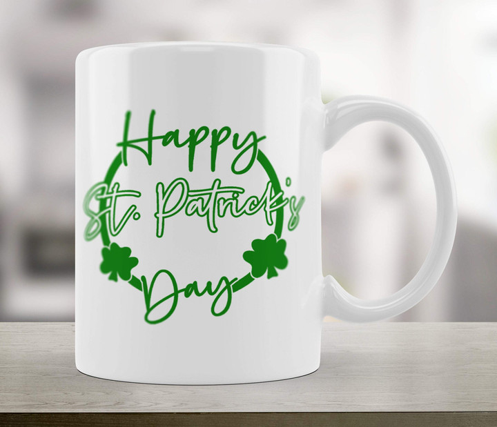 Shamrock Circle Happy St. Patrick's Day Printed Mug