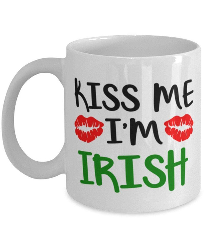 Red Lip Kiss Me Clover St Patrick's Day Printed Mug