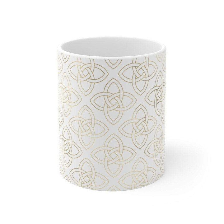 White Celtic Design St Patrick's Day Printed Mug