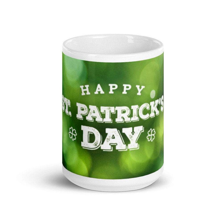 Blurred Background Clover St Patrick's Day Printed Mug