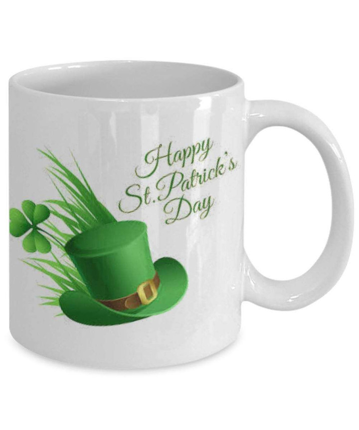 Green Grass And Leprechaun Hat Clover St Patrick's Day Printed Mug