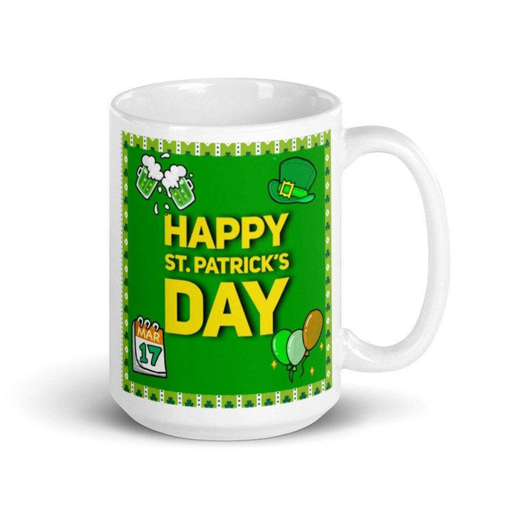 Yellow Letter Clover St Patrick's Day Printed Mug