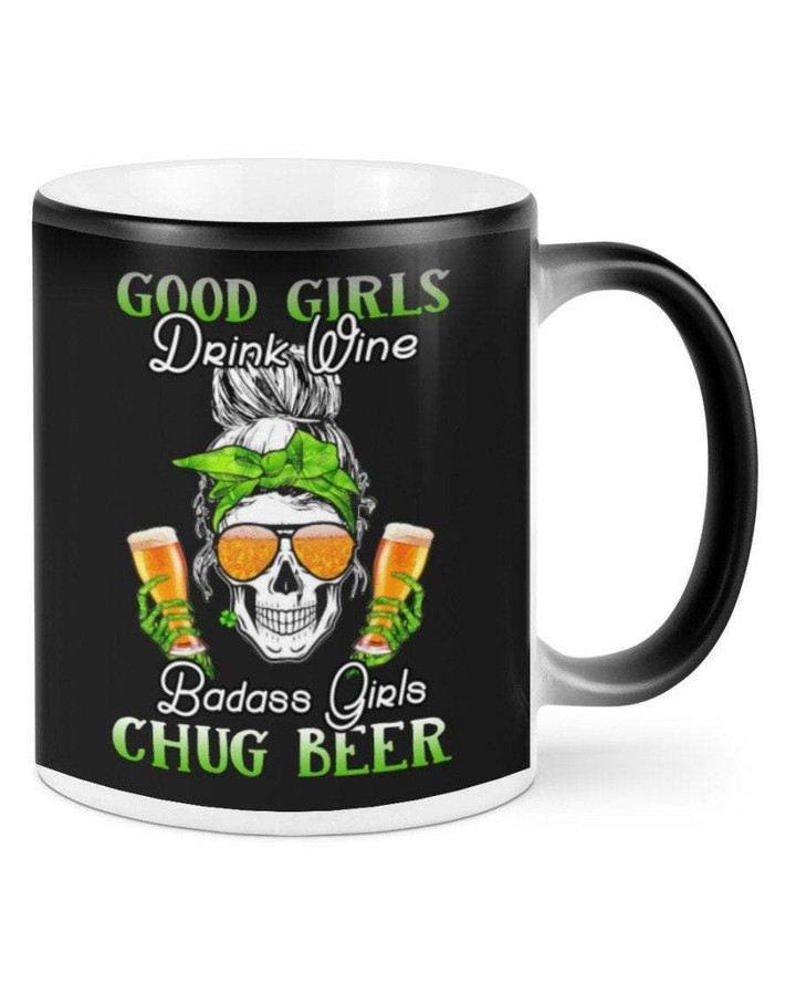 Badass Girls Chug Beer Shamrock St Patrick's Day Printed Mug
