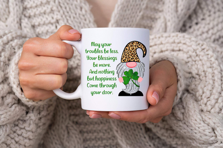 Cute Irish Gnome Blessing Quote Shamrock St Patrick's Day Printed Mug