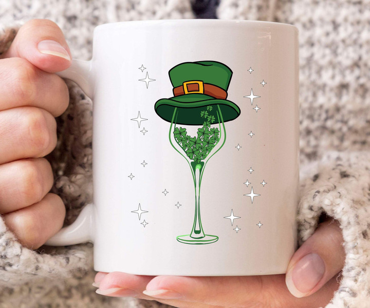 Wine Drinker Leprechaun Hat St Patrick's Day Printed Mug