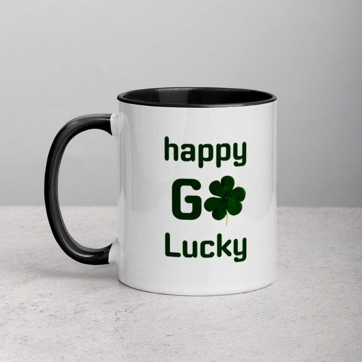 Happy Go Lucky Clover St Patrick's Day Printed Accent Mug