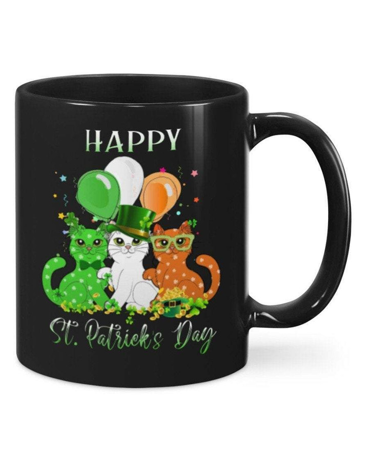 Three Cats With Balloons Shamrock St Patrick's Day Printed Mug