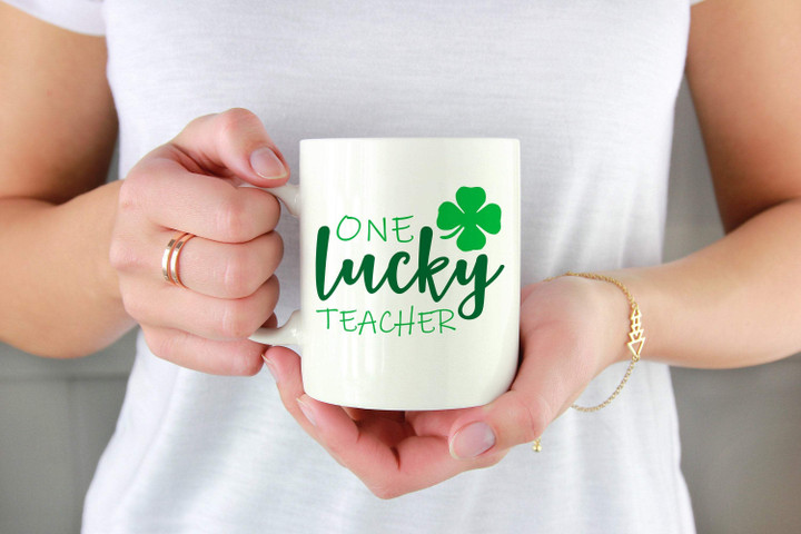 One Lucky Teacher Shamrock St Patrick's Day Printed Mug
