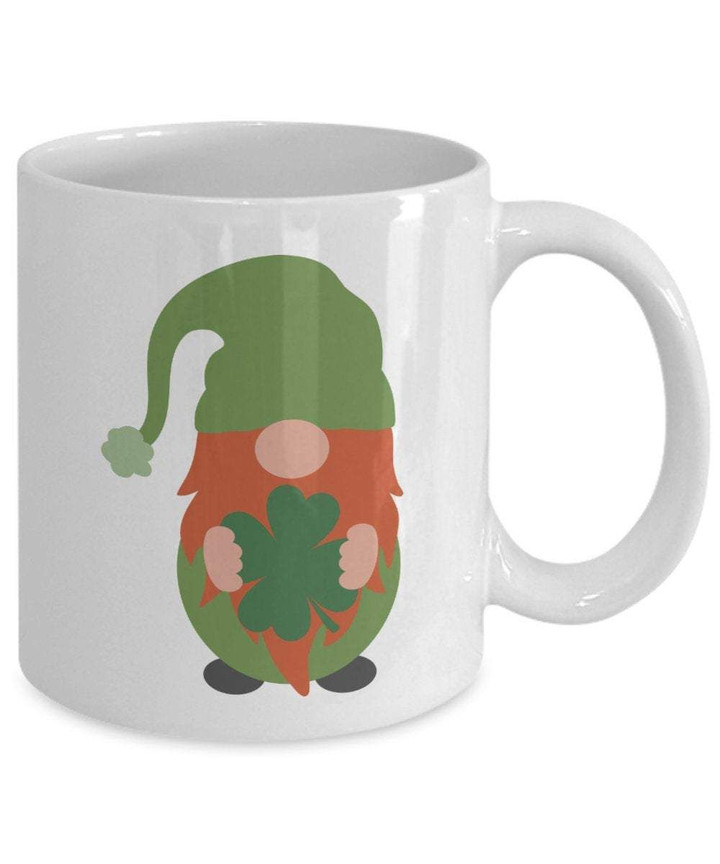 Cute Gnome Holding Lucky Shamrock St Patrick's Day Printed Mug