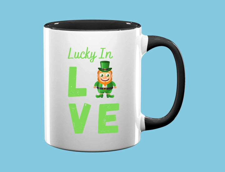 Lucky In Love Clover St Patrick's Day Printed Accent Mug