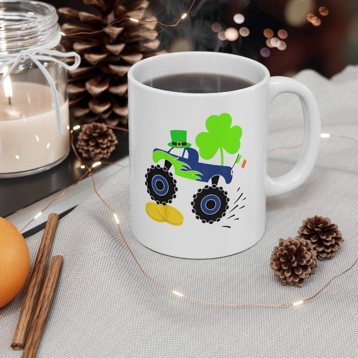 Kids Saint Patricks Day Gift For Monster Truck Printed Mug