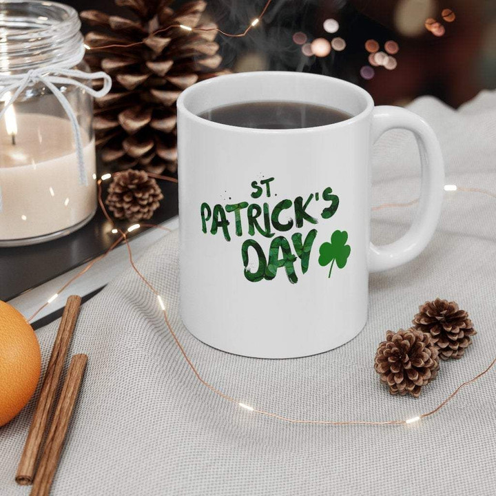 Plaid Green Shamrock St Patrick's Day Printed Mug