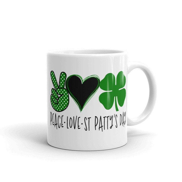 Peace Love Asl Shamrock St Patrick's Day Printed Mug