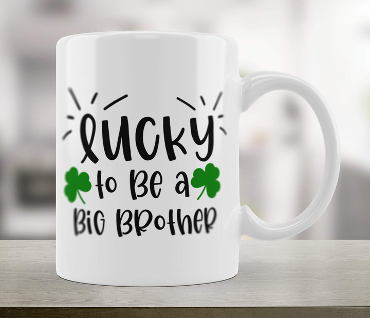 Lucky To Be A Big Brother Shamrock St Patrick's Day Printed Mug