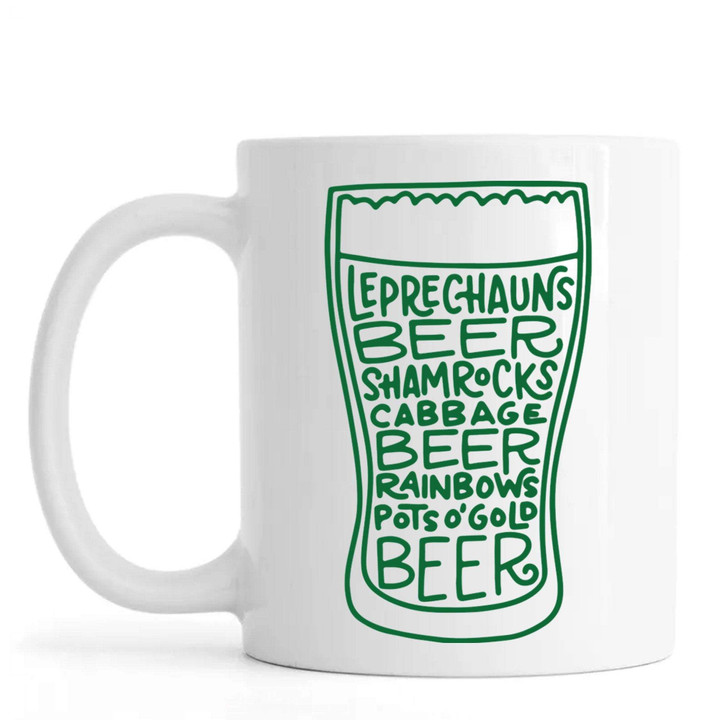 Leprechauns Beer Shamrock Cabbage St Patrick's Day Printed Mug