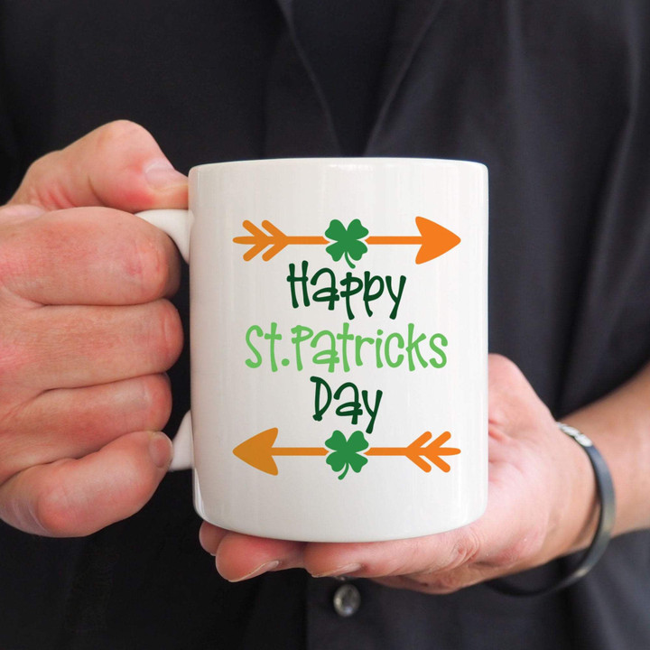 Orange Arrow Shamrock St Patrick's Day Printed Mug