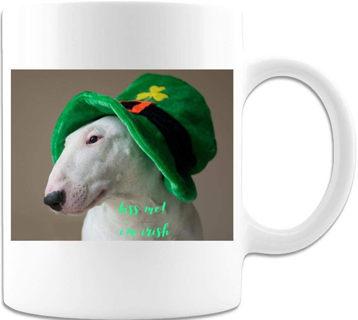 Kiss Me I'm Irish Dog Shamrock St Patrick's Day Printed Mug