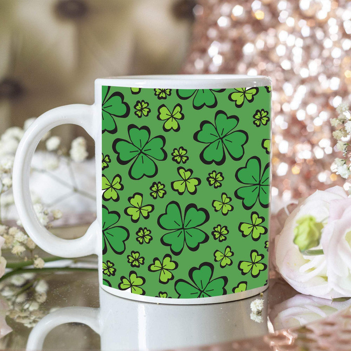 Green Background Clover St Patrick's Day Printed Mug