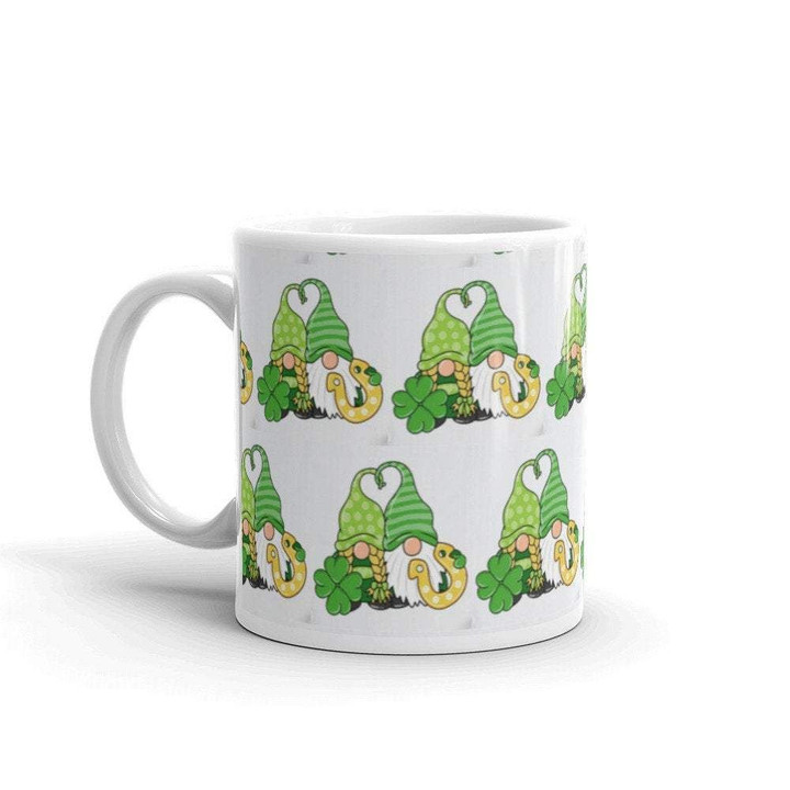 Gnome Couple Horseshoe Clover St Patrick's Day Printed Mug