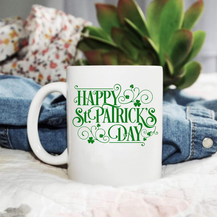 Green Paisley Design Shamrock St Patrick's Day Printed Mug