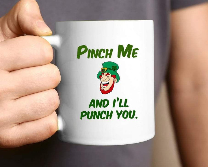 I'll Punch You Laughing Leprechaun Shamrock St Patrick's Day Printed Mug