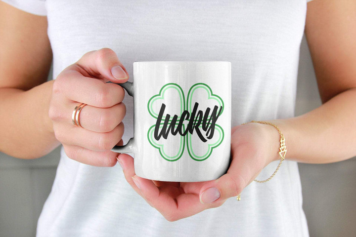 Lucky Line Art Shamrock St Patrick's Day Printed Mug