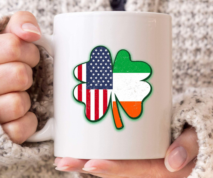Usa Ireland Flag Shamrock St Patrick's Day Printed Mug