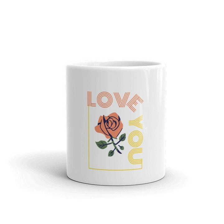 Love You With Rose Printed Mug