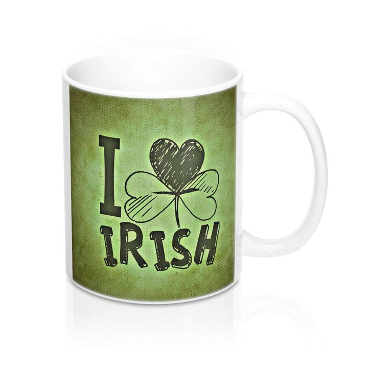 I Love Irish Dark Green Shamrock St Patrick's Day Printed Mug