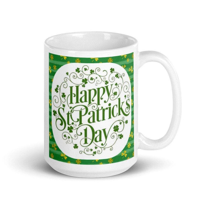 Green Paisley Pattern Shamrock St Patrick's Day Printed Mug