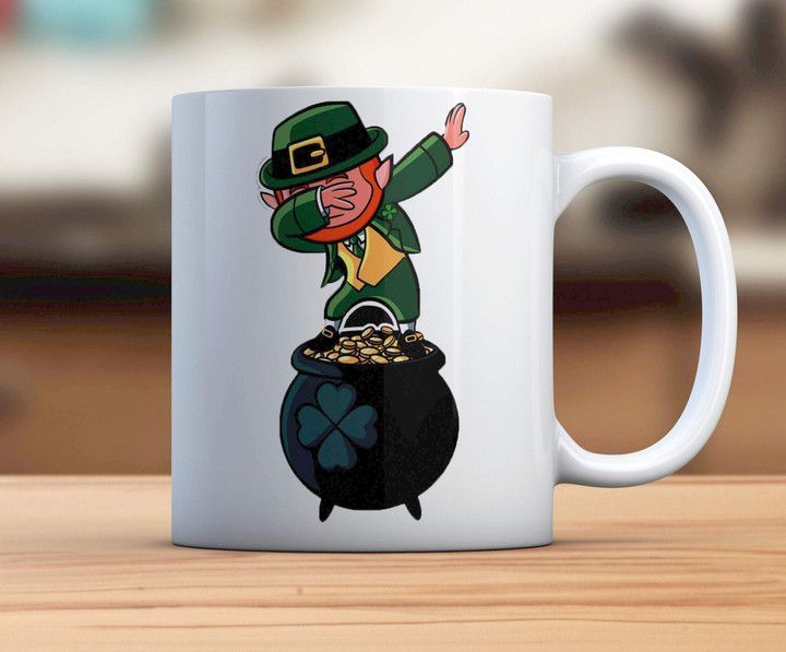 Dabbing Leprechaun And Pot Of Gold Shamrock St. Patrick's Day Printed Mug