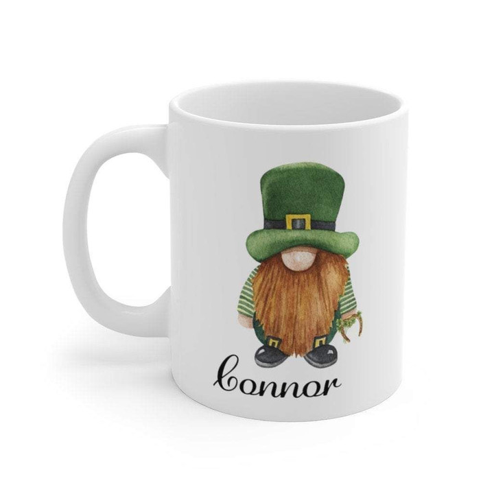 Custom Name Gift For Bonnor Gnome With Long Beard Shamrock St Patrick's Day Printed Mug