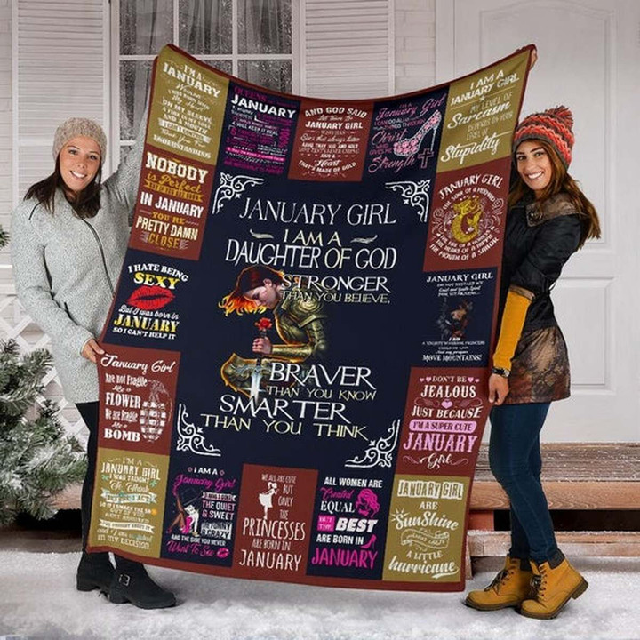 January Girl I Am A Daughter Of God Sherpa Fleece Blanket