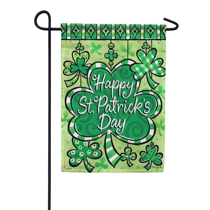 Hanging Shamrocks Unique Patterned Shamrock Happy St. Patrick's Day Green Printed Garden Flag House Flag