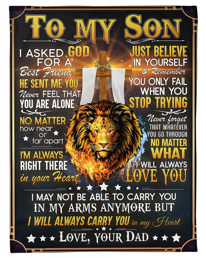 No Matter What Lion Dad Gift For Son Sherpa Fleece Blanket