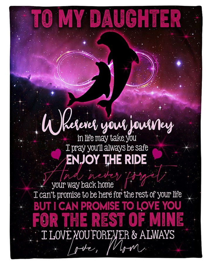 Mom Gift For Daughter Purple Dolphin Enjoy The Ride Sherpa Fleece Blanket