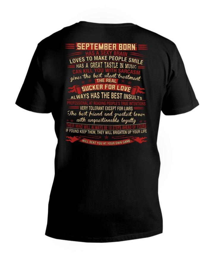 September Born Has A Sexy Brain Birthday Gift Guys V-neck