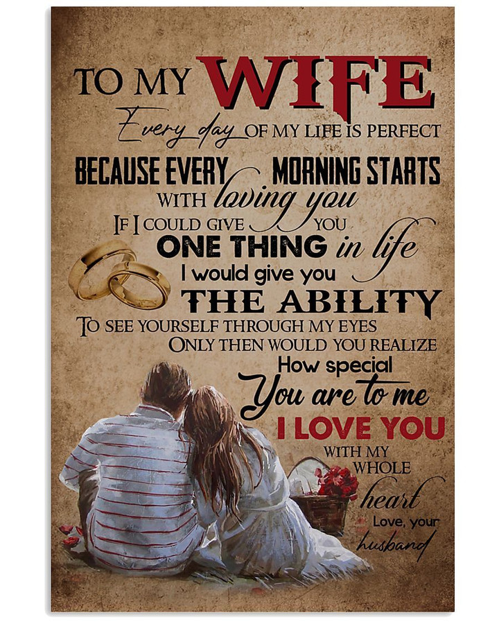 Morning Starts With Loving You Gift For Wife Vertical Poster