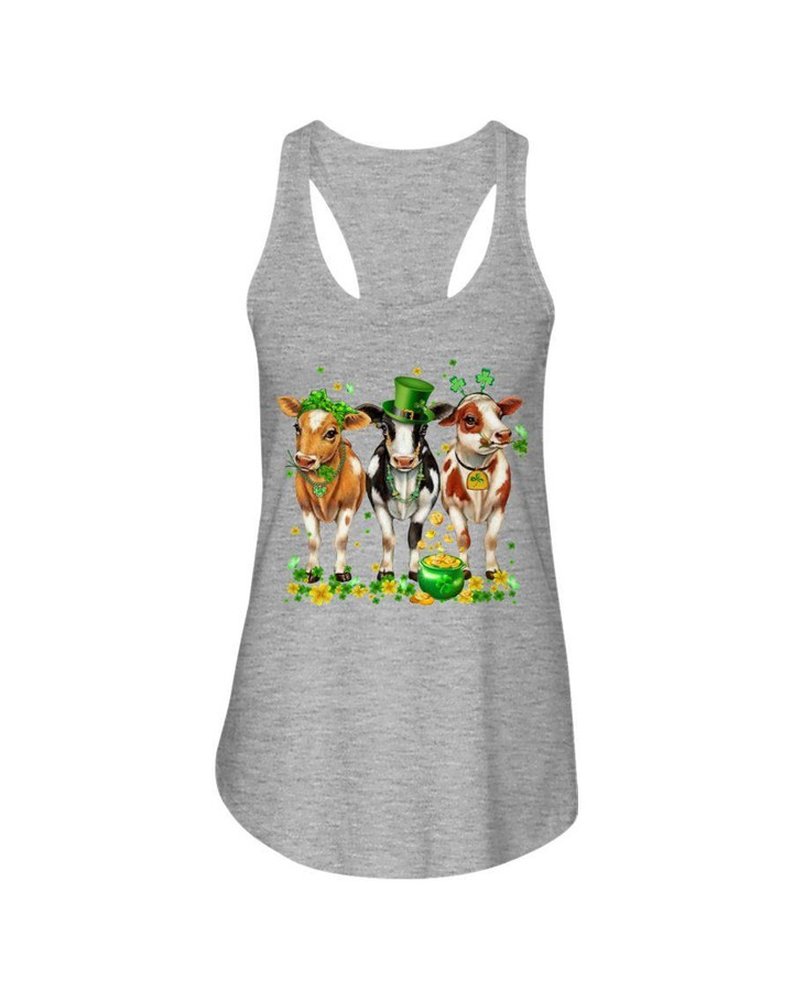 Leprechaun Cows And Pot Of Gold St Patrick's Day Gift Ladies Flowy Tank