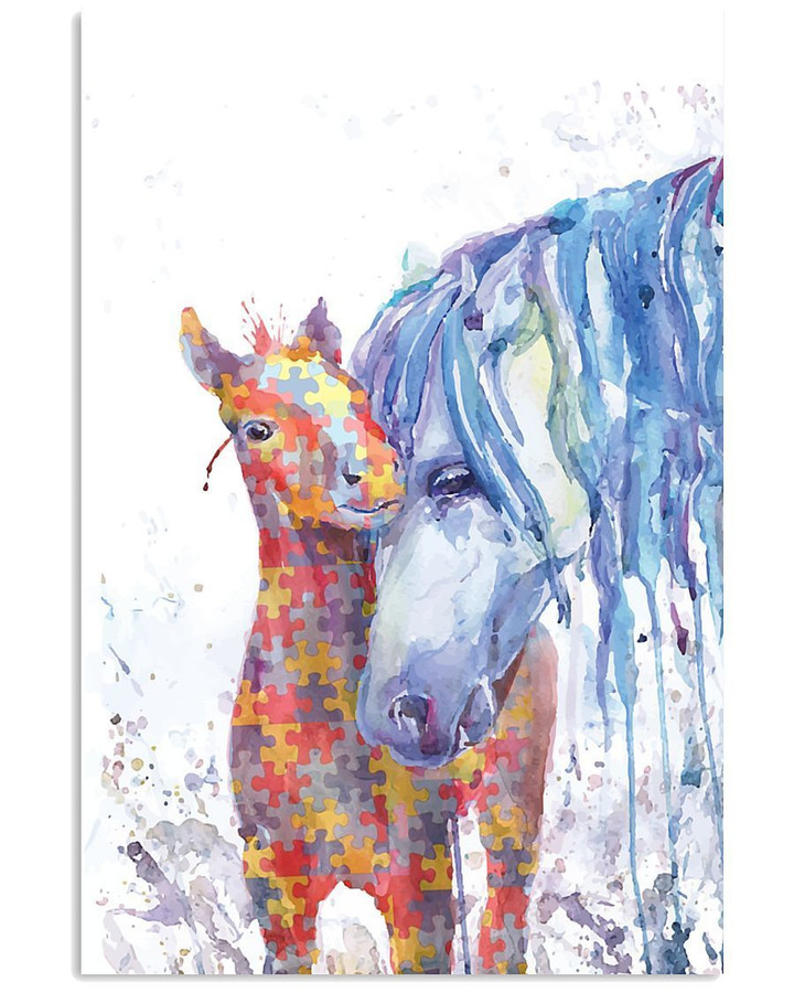 Autism Awareness The Love Of Horse Gift Vertical Poster