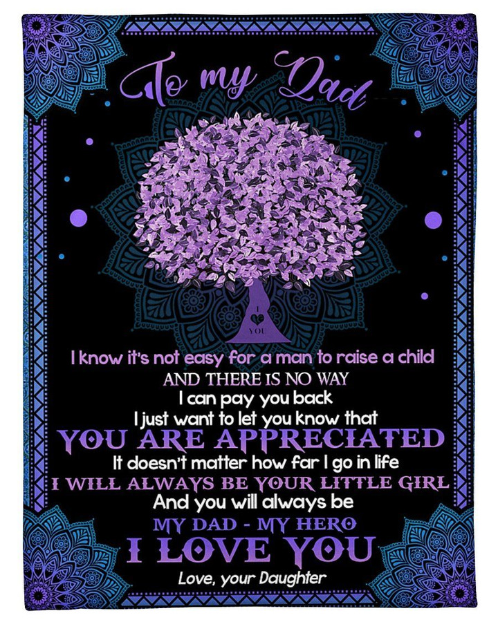 Purple Tree You Are Appreciated Daughter Gift For Dad Sherpa Fleece Blanket