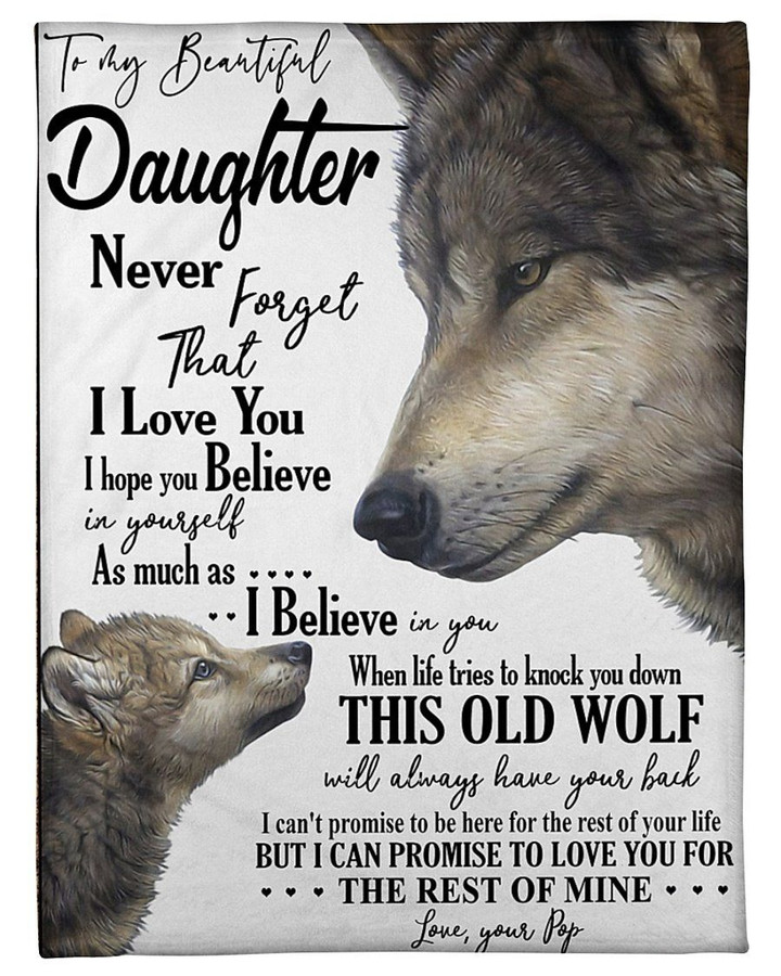 Wolf Pop Gift For Daughter Never Forget That I Love You Sherpa Fleece Blanket