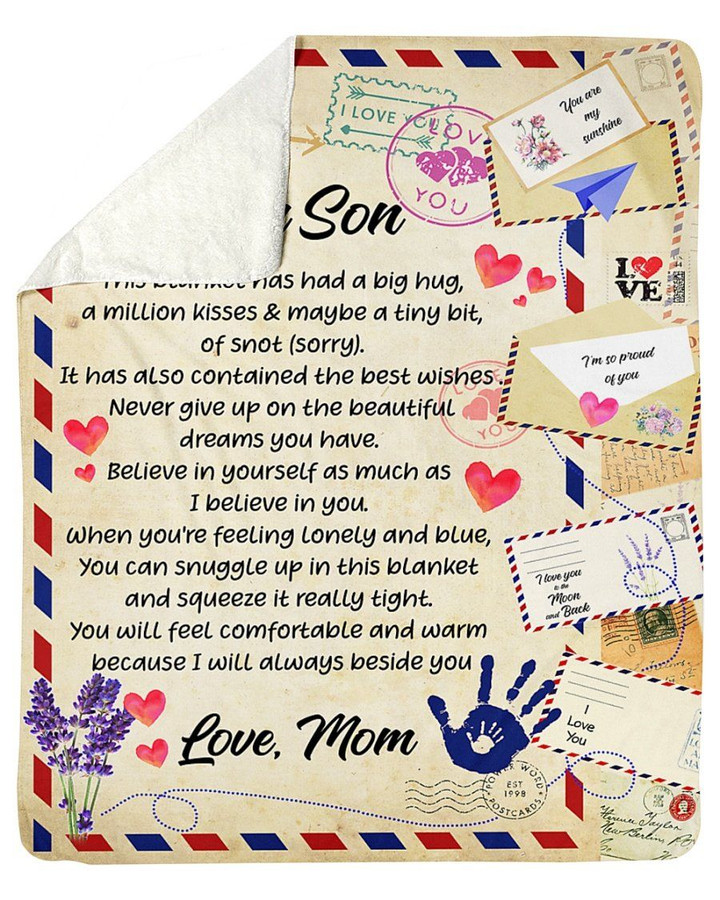 A Million Kisses Mail Letter Mom Gift For Son Sherpa Fleece Blanket