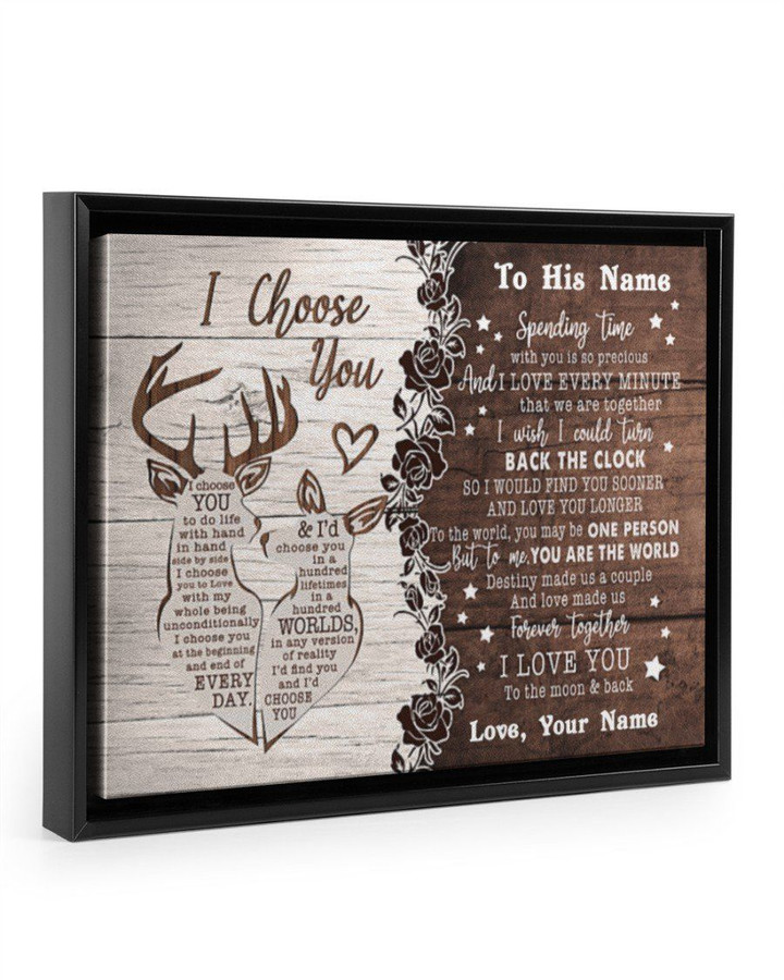 Wish I Could Turn The Clock Back Deer Custom Name Gift For Husband Framed Matte Canvas