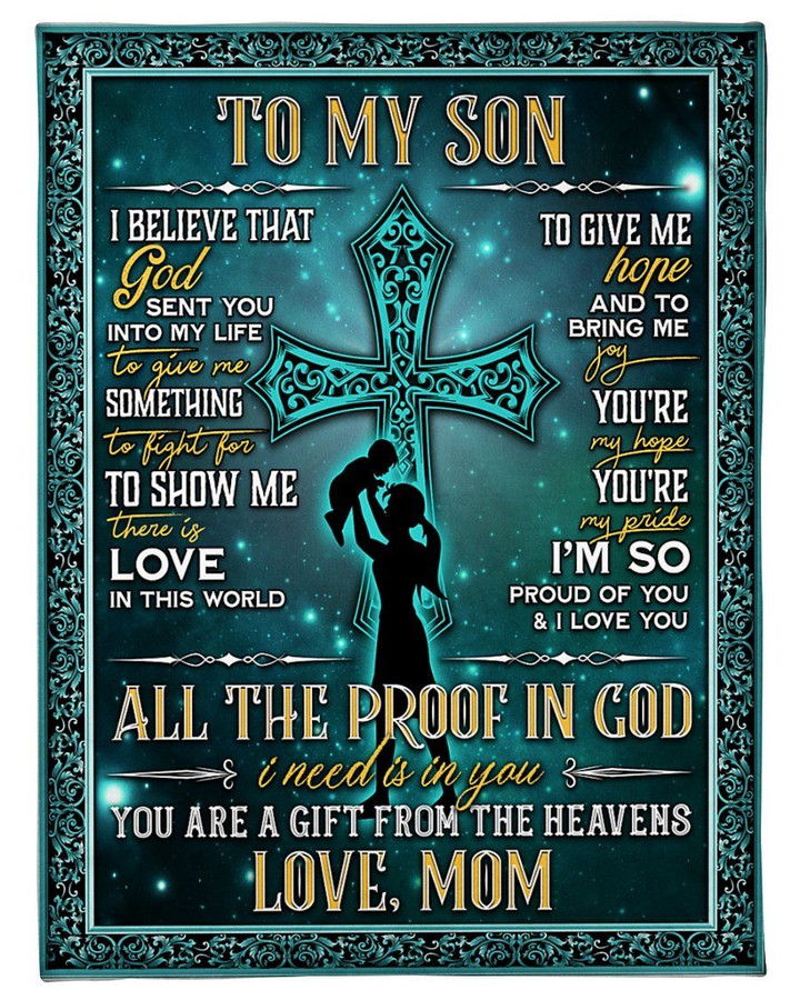 Teal Cross I Need Is In You Mom Gift For Son Sherpa Fleece Blanket